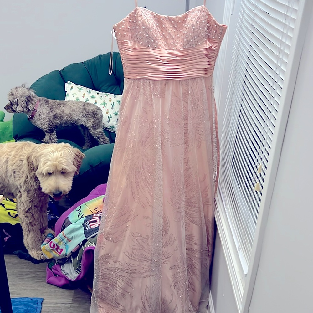 Pink sparkle prom / military ball dress